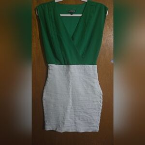Express Green and Cream Mini Dress